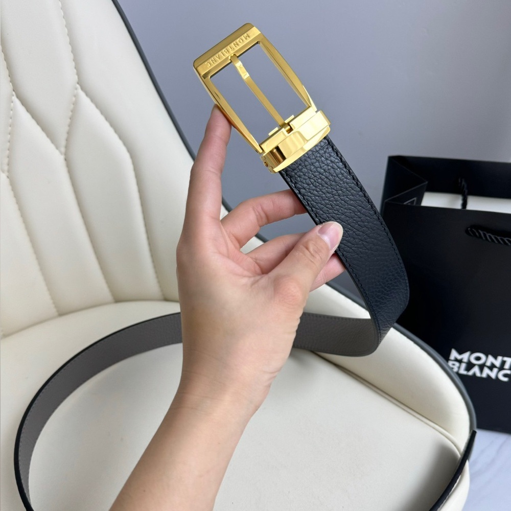 MontBlanc Men’s Black and Gold Belt Size 110 - Picture 4 of 8
